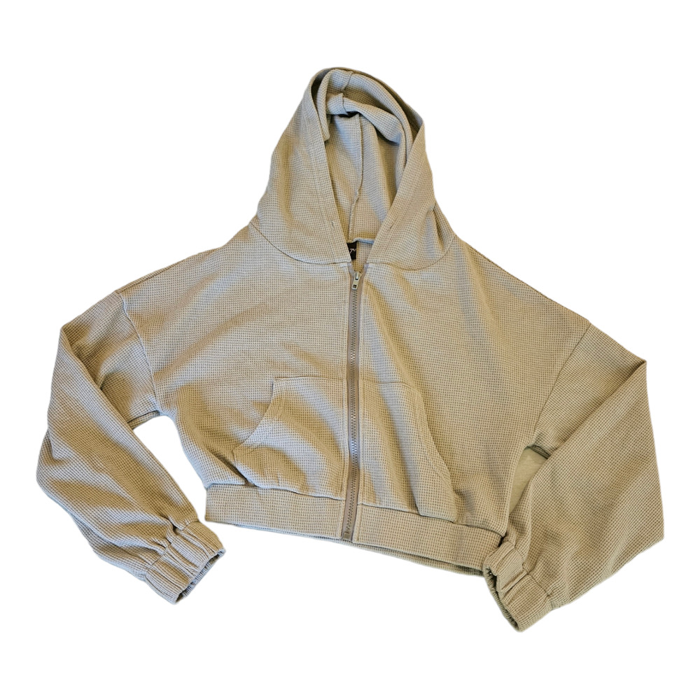 Dazy Small Long Sleeve Cropped Hooded Zip Closure Jacket